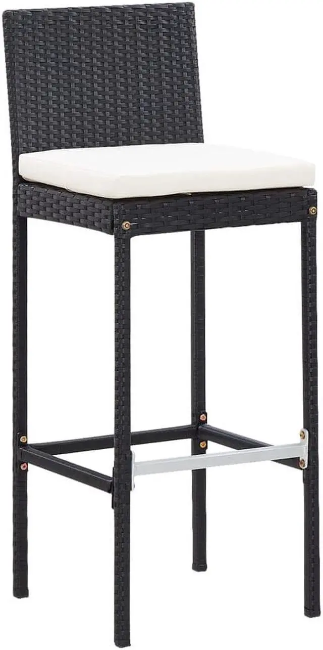 Alt view image 7 of 7 - vidaXL Patio Bar Set 9 Piece Patio Bar Table and Stools Rattan and Wood Black