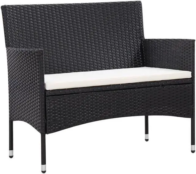 Alt view image 6 of 7 - vidaXL Patio Furniture Set 5 Piece Patio Sofa with Table Poly Rattan Black