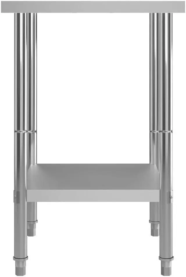 Alt view image 16 of 20 - vidaXL Kitchen Work Table Hotel Prep Work Table with Undershelf Stainless Steel