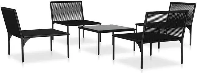 Alt view image 3 of 7 - vidaXL Patio Lounge Set Patio Furniture Set Table and Chair 5 Piece Black PVC