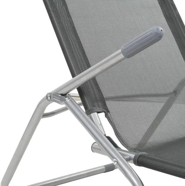 Alt view image 7 of 11 - vidaXL Deckchairs Outdoor Chaise Lounge Sunbed 2 Pcs Textilene Anthracite