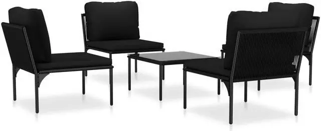 Alt view image 2 of 7 - vidaXL Patio Lounge Set Patio Furniture Set Table and Chair 5 Piece Black PVC