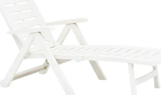 Alt view image 7 of 13 - vidaXL Folding Sun Lounger Plastic White