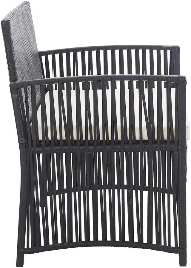 Alt view image 7 of 13 - vidaXL 4 Piece Garden Lounge Set with Cushion Poly Rattan Black