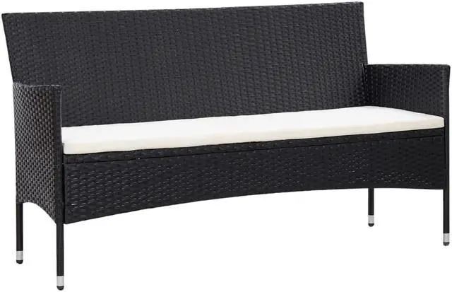 Alt view image 3 of 7 - vidaXL Patio Furniture Set 5 Piece Patio Sofa with Table Poly Rattan Black