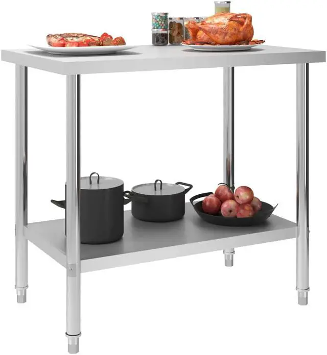 Alt view image 2 of 13 - vidaXL Work Table Stainless Steel Table for Restaurant Home and Hotel Commercia