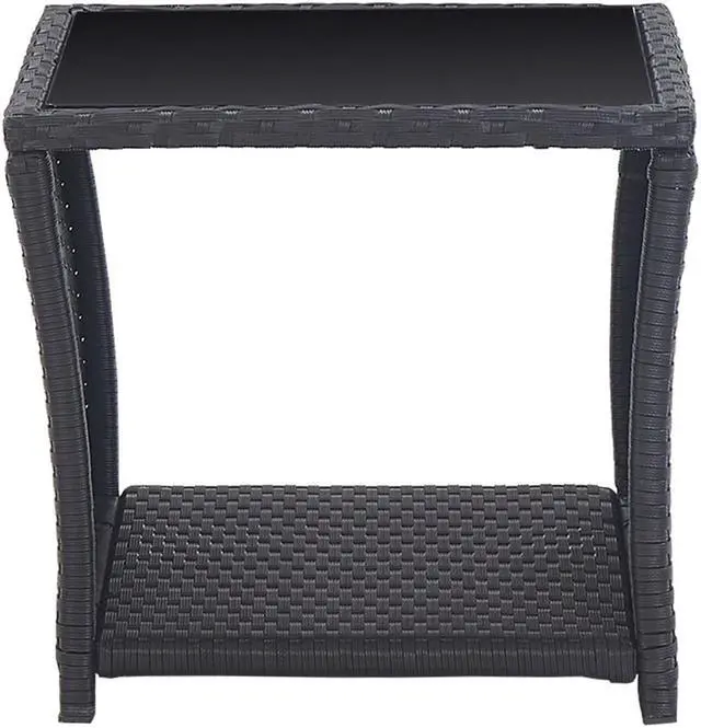 Alt view image 4 of 7 - vidaXL Patio Bistro Set 3 Piece Table and Reclining Chair Poly Rattan Black