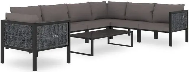 Main image of vidaXL Patio Lounge Set Outdoor Sectional Sofa 8 Piece Poly Rattan Anthracite
