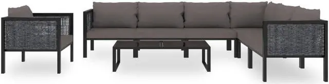 Alt view image 3 of 7 - vidaXL Patio Lounge Set Outdoor Sectional Sofa 8 Piece Poly Rattan Anthracite