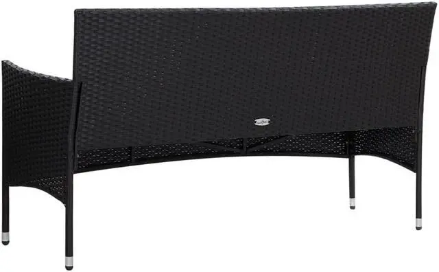 Alt view image 5 of 7 - vidaXL Patio Furniture Set 5 Piece Patio Sofa with Table Poly Rattan Black