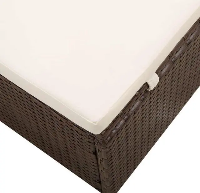 Alt view image 7 of 11 - vidaXL Patio Lounge Chair Sunlounger with Canopy and Cushion Poly Rattan Brown