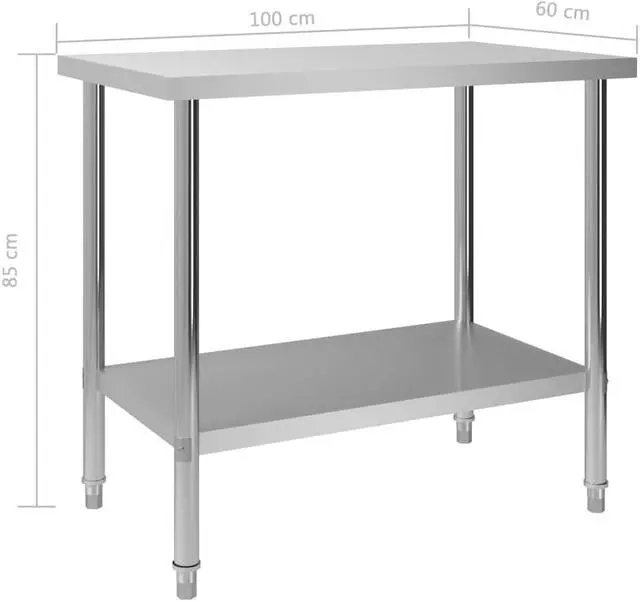 Alt view image 7 of 13 - vidaXL Work Table Stainless Steel Table for Restaurant Home and Hotel Commercia