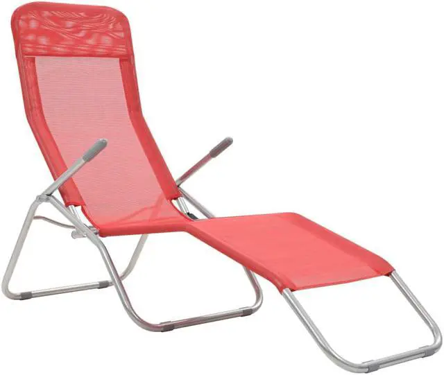 Alt view image 9 of 14 - vidaXL Deckchairs Outdoor Chaise Lounge Chair Sunbeds 2 Pcs Textilene Red