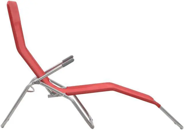 Alt view image 12 of 14 - vidaXL Deckchairs Outdoor Chaise Lounge Chair Sunbeds 2 Pcs Textilene Red