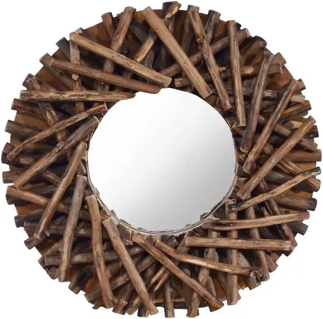 Main image of vidaXL Mirror Natural Wood Solid teak wood and glass Medium