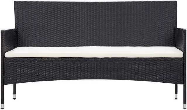 Alt view image 4 of 7 - vidaXL Patio Furniture Set 5 Piece Patio Sofa with Table Poly Rattan Black