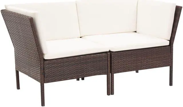 Alt view image 3 of 7 - vidaXL Patio Furniture Set 6 Piece Sectional Sofa with Table Rattan Brown