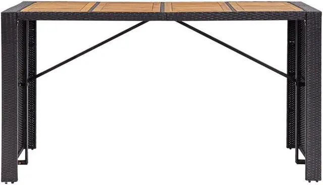 Alt view image 4 of 7 - vidaXL Patio Bar Set 9 Piece Patio Bar Table and Stools Rattan and Wood Black