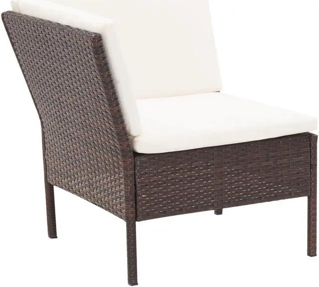 Alt view image 7 of 7 - vidaXL Patio Furniture Set 6 Piece Sectional Sofa with Table Rattan Brown