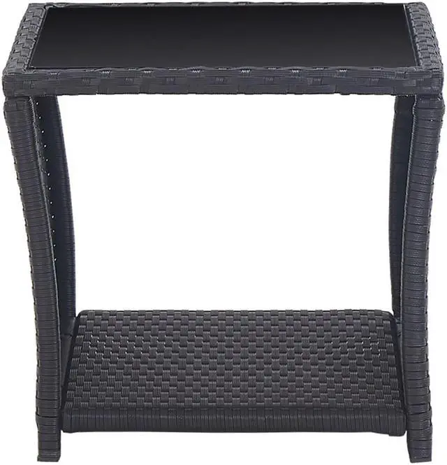 Alt view image 3 of 7 - vidaXL Patio Bistro Set 3 Piece Table and Reclining Chair Poly Rattan Black