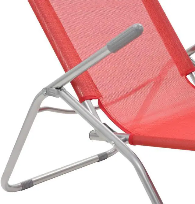 Alt view image 14 of 14 - vidaXL Deckchairs Outdoor Chaise Lounge Chair Sunbeds 2 Pcs Textilene Red