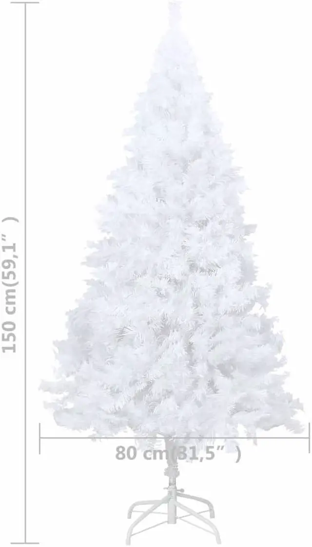 Alt view image 5 of 14 - vidaXL Christmas Tree Artificial Tree with Stand and Thick Branches White PVC