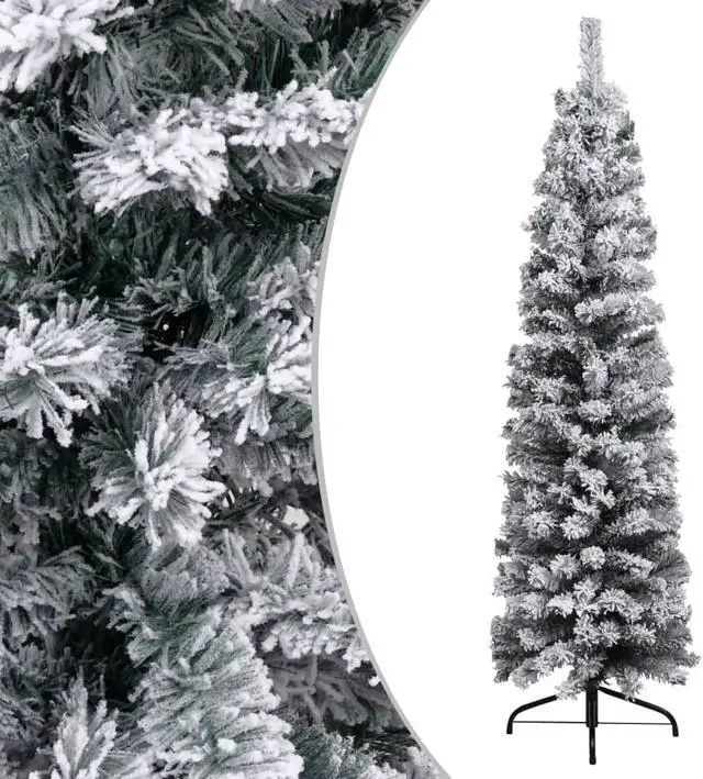 Main image of vidaXL Christmas Tree Decoration Artificial Slim Tree with Stand Green PVC
