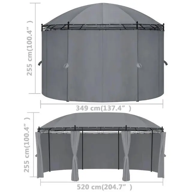 Alt view image 11 of 11 - vidaXL Gazebo with Curtains 208.7"x137.8"x104.3" Anthracite