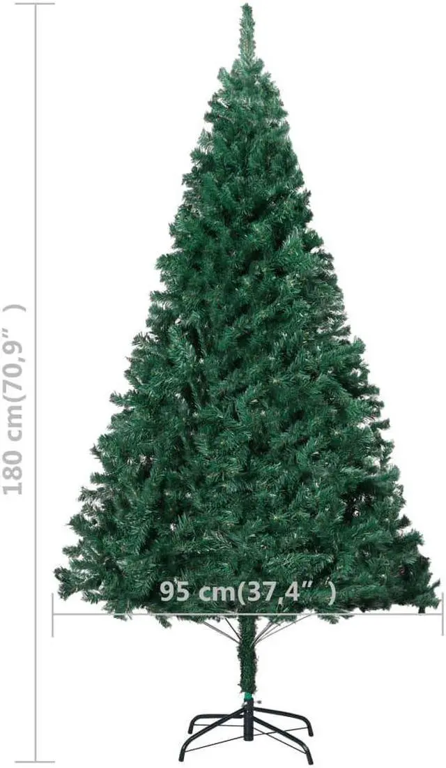 Alt view image 6 of 18 - vidaXL Christmas Tree Artificial Tree with Stand and Thick Branches Green PVC