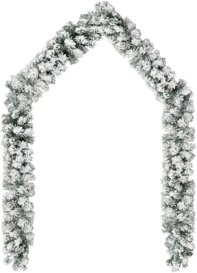 Alt view image 7 of 11 - vidaXL Christmas Garland with Flocked Snow Green 16.4' PVC