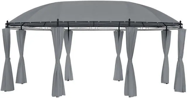 Alt view image 5 of 11 - vidaXL Gazebo with Curtains 208.7"x137.8"x104.3" Anthracite