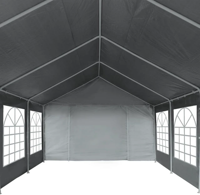 Alt view image 7 of 8 - vidaXL Party Tent PE 236.2"x472.4" Gray