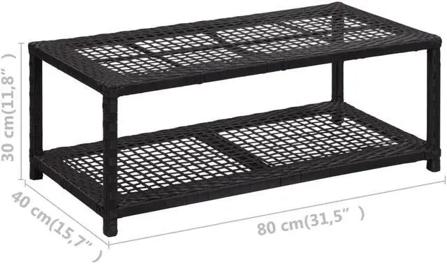 Alt view image 5 of 11 - vidaXL Shoe Rack 2-Tier Shoe Storage Organizer Shoe Shelf Black Poly Rattan