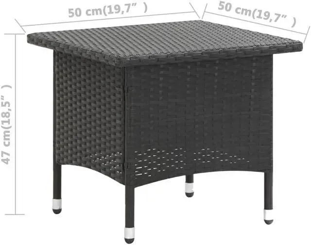 Alt view image 9 of 11 - vidaXL Tea Table Black 19.7"x19.7"x18.5" Poly Rattan