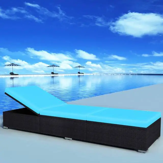 Alt view image 12 of 16 - vidaXL Patio Lounge Chair Outdoor Chaise Lounge with Cushion Poly Rattan Black