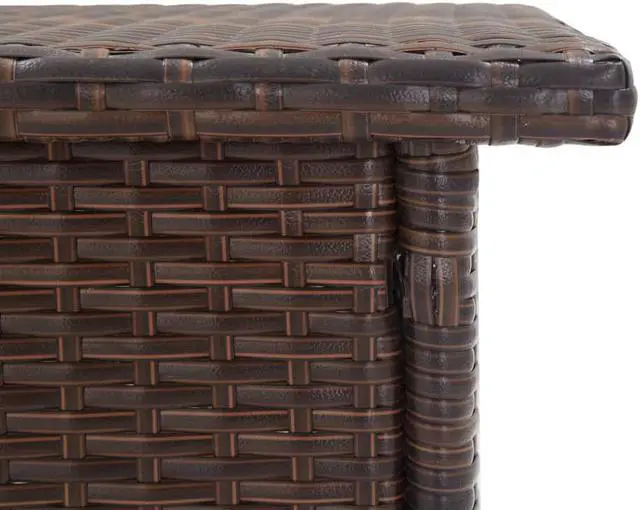 Alt view image 6 of 9 - vidaXL Tea Table Brown 19.7"x19.7"x18.5" Poly Rattan