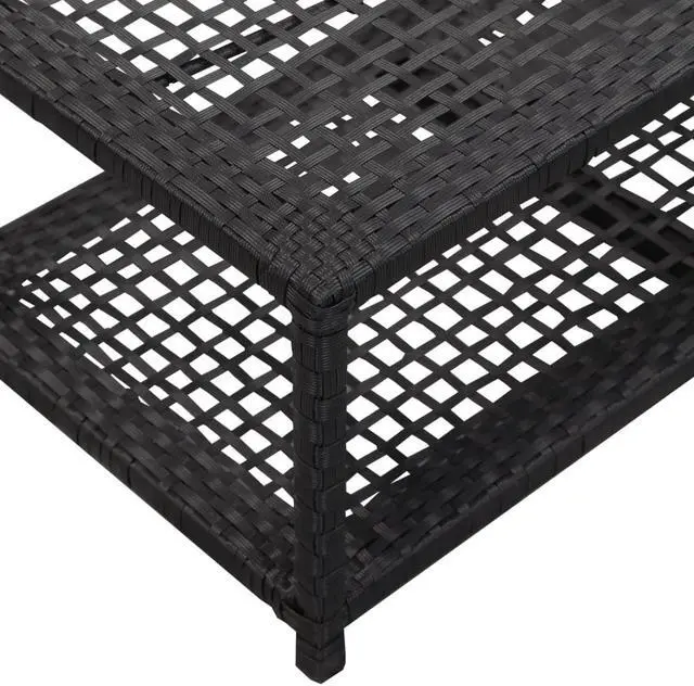 Alt view image 4 of 11 - vidaXL Shoe Rack 2-Tier Shoe Storage Organizer Shoe Shelf Black Poly Rattan