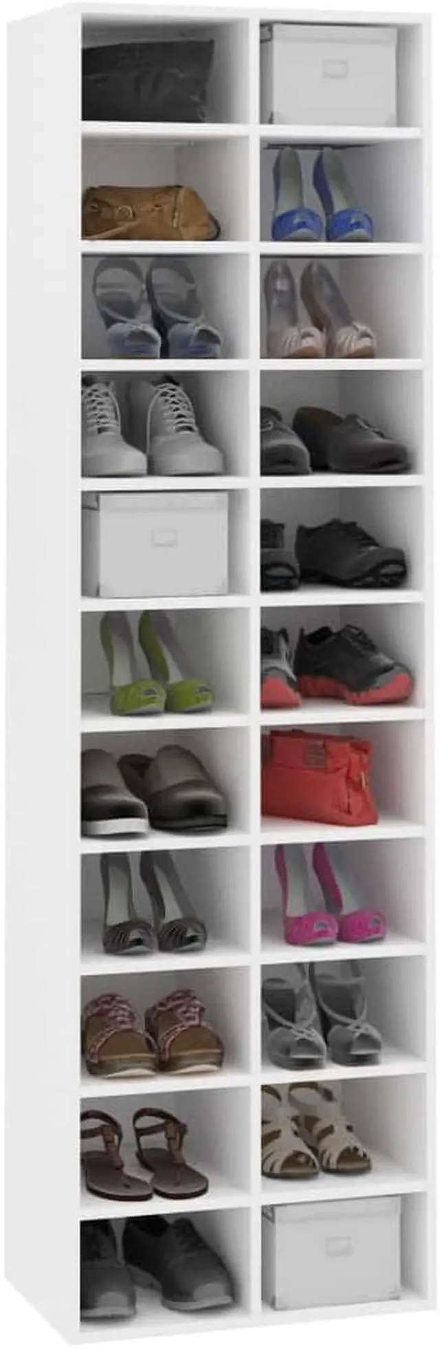 Alt view image 5 of 9 - vidaXL Shoe Cabinet White 21.2"x13.3"x72" Chipboard
