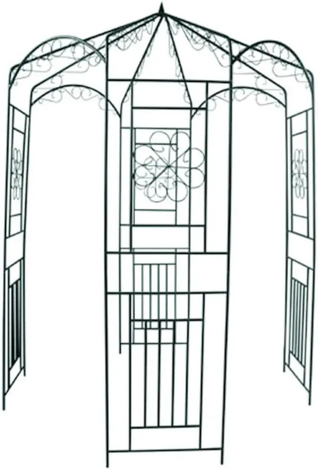 Alt view image 2 of 6 - vidaXL Garden Arch Garden Trellis for Climbing Plants Metal Arbor Dark Green