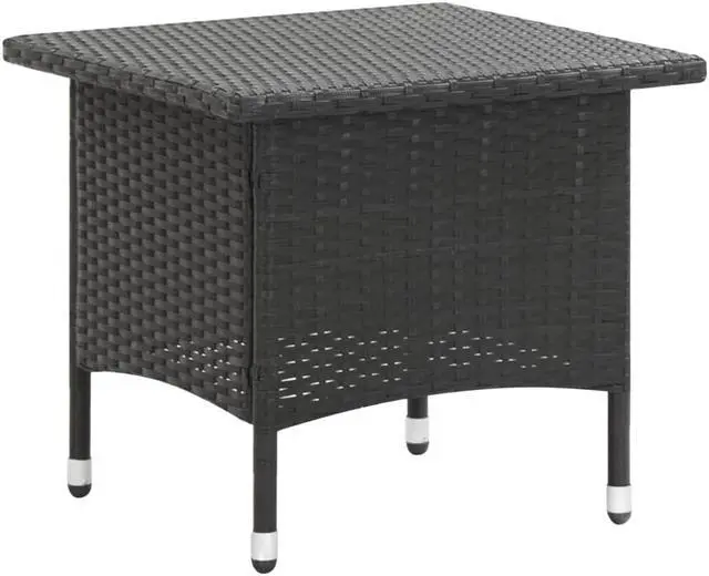 Alt view image 5 of 11 - vidaXL Tea Table Black 19.7"x19.7"x18.5" Poly Rattan
