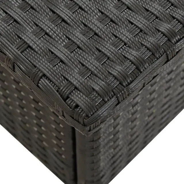 Alt view image 8 of 11 - vidaXL Tea Table Black 19.7"x19.7"x18.5" Poly Rattan