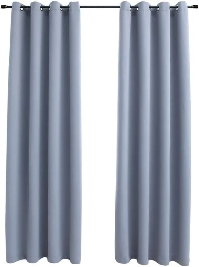 Alt view image 2 of 9 - vidaXL Curtains 2 Pcs Blackout Curtains Window Blinds with Rings Gray Fabric