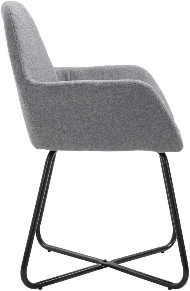 Alt view image 14 of 14 - vidaXL Dining Chairs 2 Pcs Accent Arm Chair with Metal Legs Light Gray Fabric