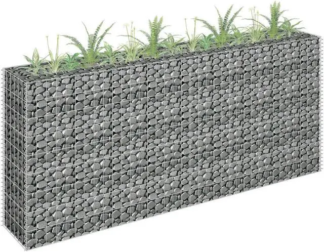 Alt view image 8 of 13 - vidaXL Gabion Raised Bed Galvanized Steel 70.9"x35.4" Planter Basket Pot Wall
