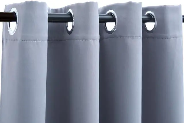 Alt view image 4 of 9 - vidaXL Curtains 2 Pcs Blackout Curtains Window Blinds with Rings Gray Fabric