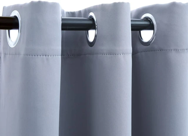 Alt view image 3 of 9 - vidaXL Curtains 2 Pcs Blackout Curtains Window Blinds with Rings Gray Fabric