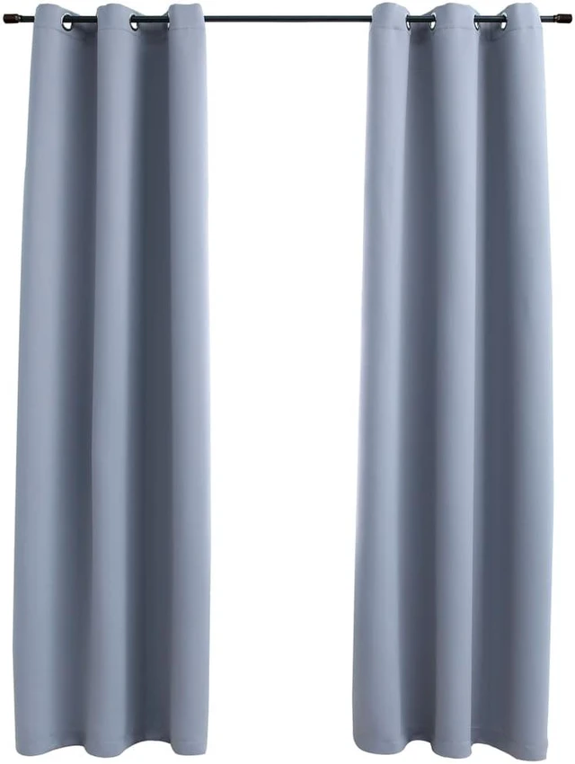 Main image of vidaXL Curtains 2 Pcs Blackout Curtains Window Blinds with Rings Gray Fabric