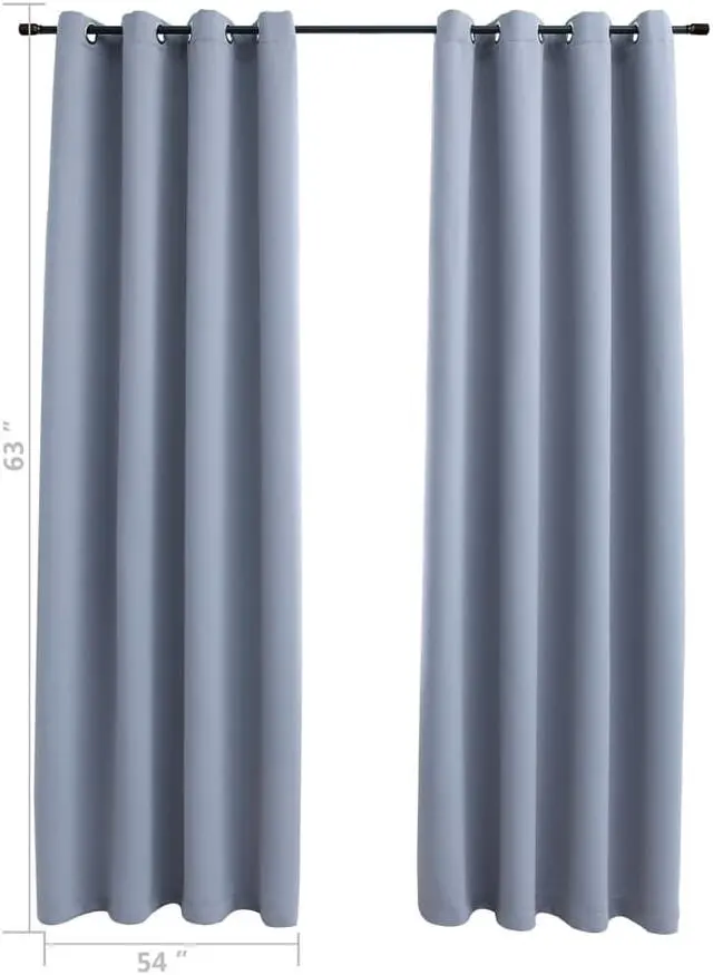 Alt view image 5 of 9 - vidaXL Curtains 2 Pcs Blackout Curtains Window Blinds with Rings Gray Fabric