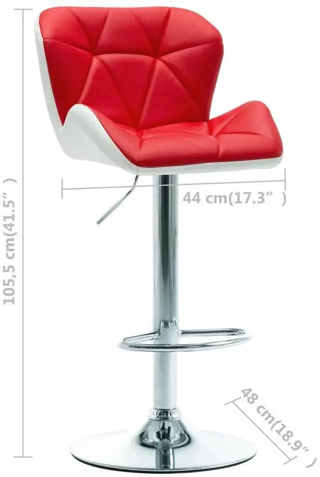 Alt view image 13 of 16 - vidaXL Bar Stool Red Faux Leather