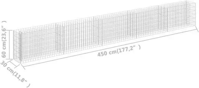 Alt view image 7 of 7 - vidaXL Gabion Raised Bed Galvanized Steel 177.2"x23.6" Planter Basket Pot Wall